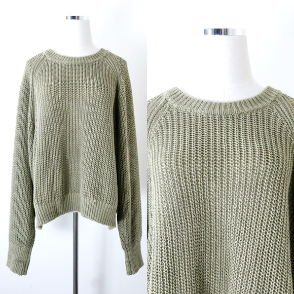 Apiece Apart Sweaters - Apiece Apart Size XL Tara Linen Knit Sweater Raglan Sleeve Pullover Green
